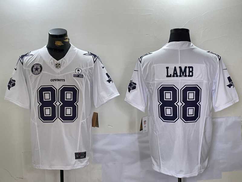Men%27s Dallas Cowboys #88 CeeDee Lamb 2024 White F.U.S.E. With Established In 1960 Patch Stitched Jersey Dzhi